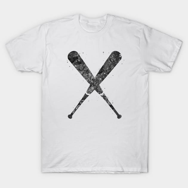 Baseball bat black and white T-Shirt by Yahya Art
